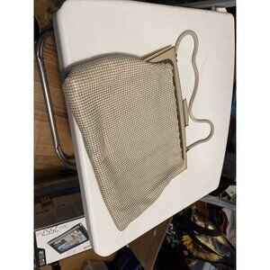 Vtg GLOMESH Made In AUSTRALIA  Light Beige Metal Mesh Gold Satin Lined Handbag 6